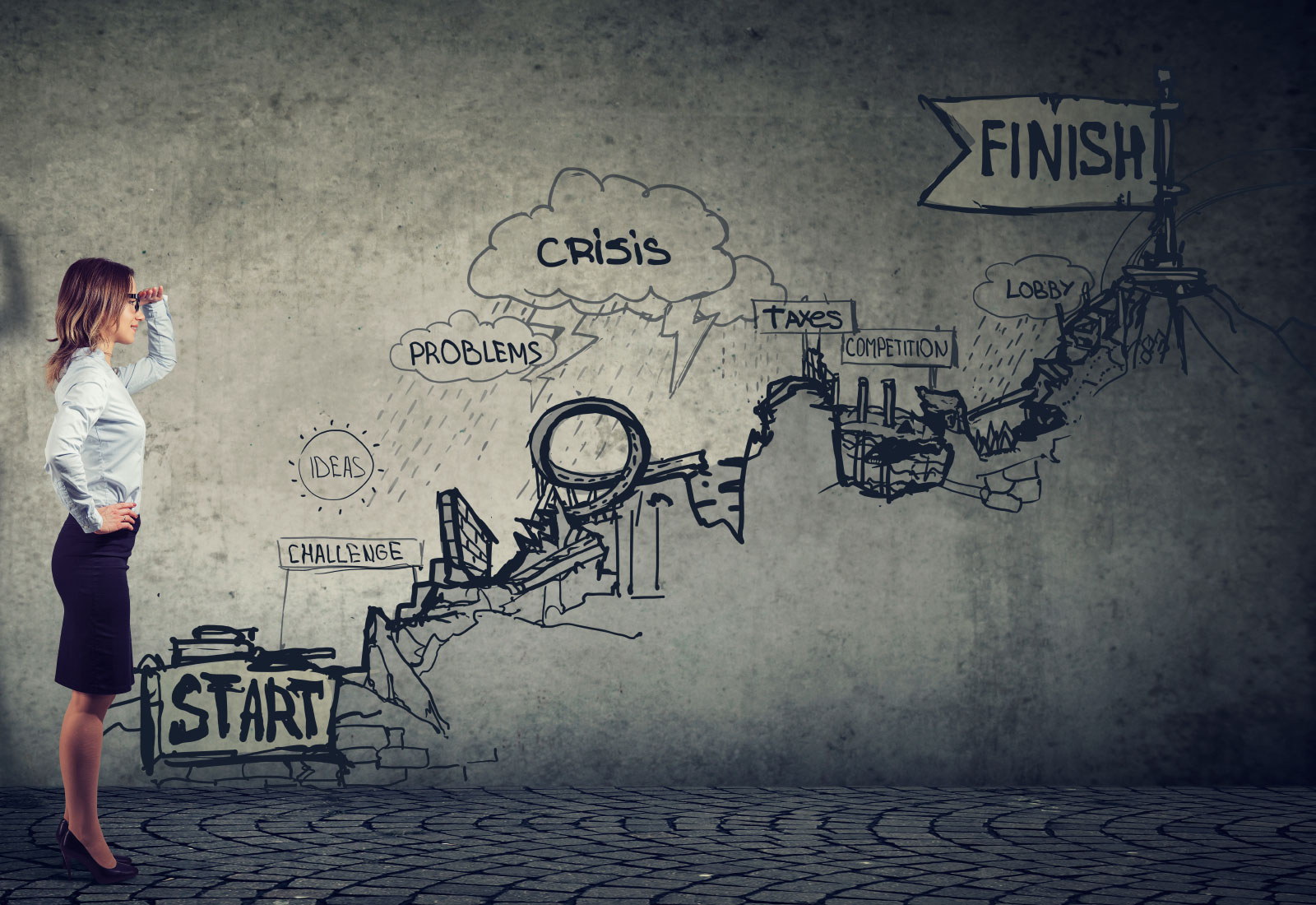 Businessfrau Karriereleite Treppe Unsicherheit Hindernisse Missverständisse Hierarchien Genderproblematik | KLÄRUNGSHILFE MÜNCHEN | www.wir-klaeren.de